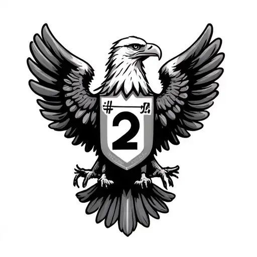 eagle (benfica) with a number 2 on it with the wings open and the number 2 more recognizable tattoo design idea
