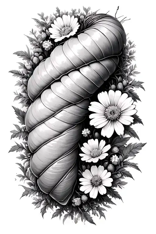 cocoon with wild flowers growing tattoo design idea
