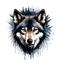 wolf face surrounded by shadows tattoo design idea