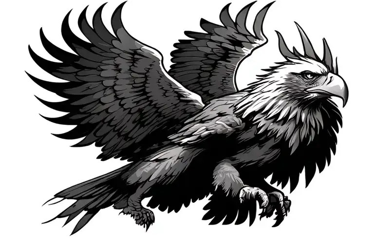 viking eagle flying tattoo design idea