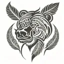 feather and bear paw print tattoo design idea