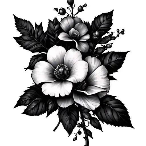 heather flowers and vines wrapped tattoo design idea