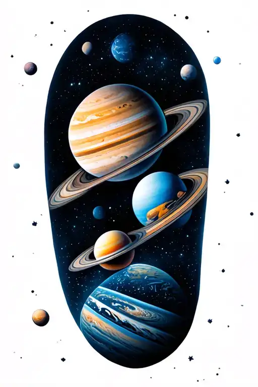 planets and space tattoo design idea