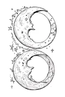 gemini sign and cresent moon surrounded tattoo design idea