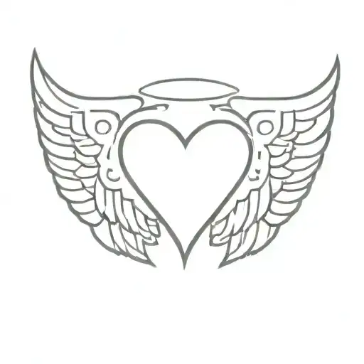 A minimalist tattoo of a heart with angel wings, symbolizing love and protection from above tattoo design idea