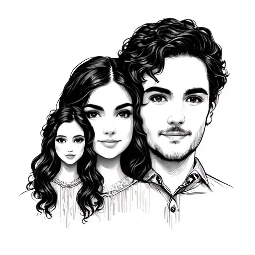 something to represent family, the Hudson family is Matt Eve and Esther . maybe something with initials using fine lines tattoo design idea