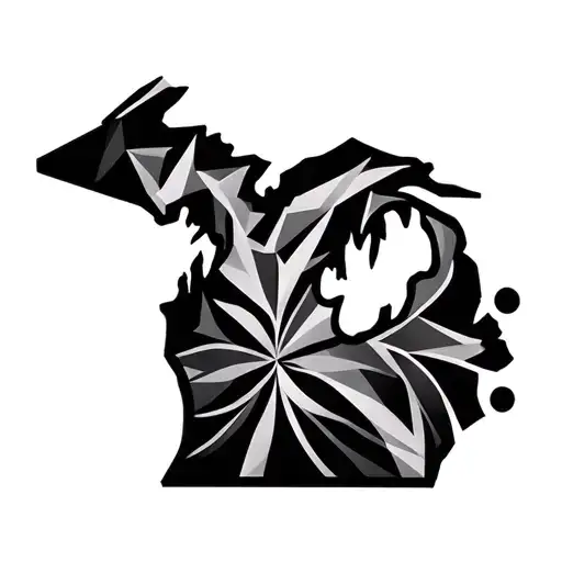 geometric michigan tattoo design idea