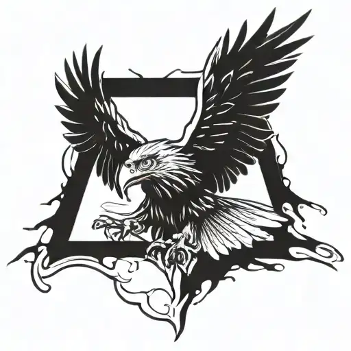 polish border outline with the face of a eagle inside  tattoo design idea