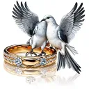 doves, wedding rings intertwined tattoo design idea
