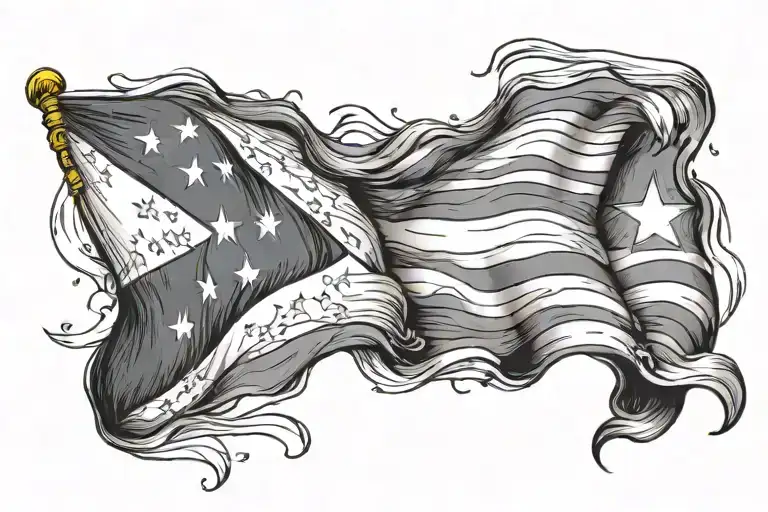 Philippine and American Flag cut diagonally coming tattoo design idea