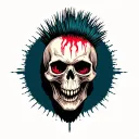 punk scull mohawk tattoo design idea