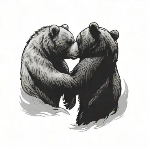 bears facing each other tattoo design idea