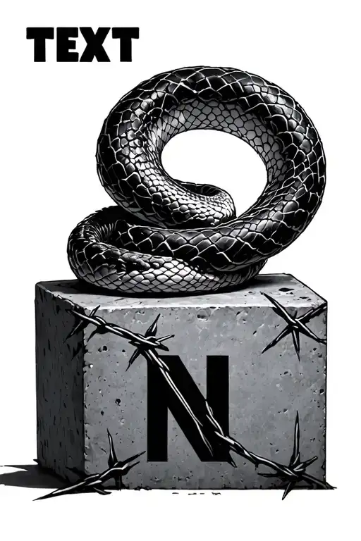 "N" barbed wire, snakeskin, concrete cubes tattoo design idea