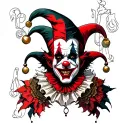 evil jester or clown tattoo design idea