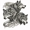 2 Wolves tattoo design idea