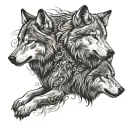 2 Wolves tattoo design idea