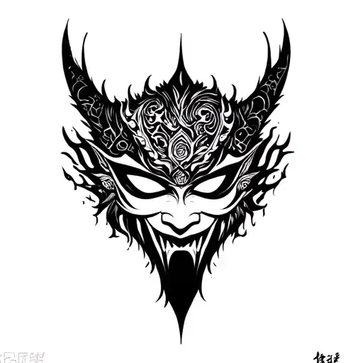 Mascara Oni Mask Katana tattoo design idea