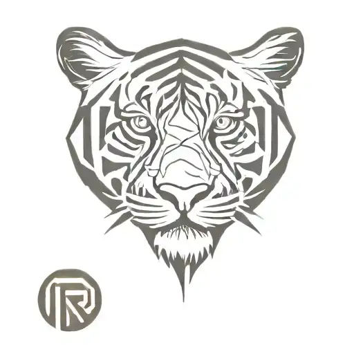 tiger eye stencil with "R" in the middle  tattoo design idea