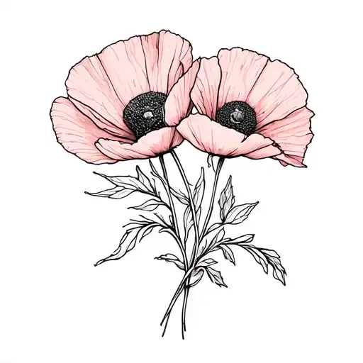 Bouquet of births from a clove and a poppy seed tattoo design idea