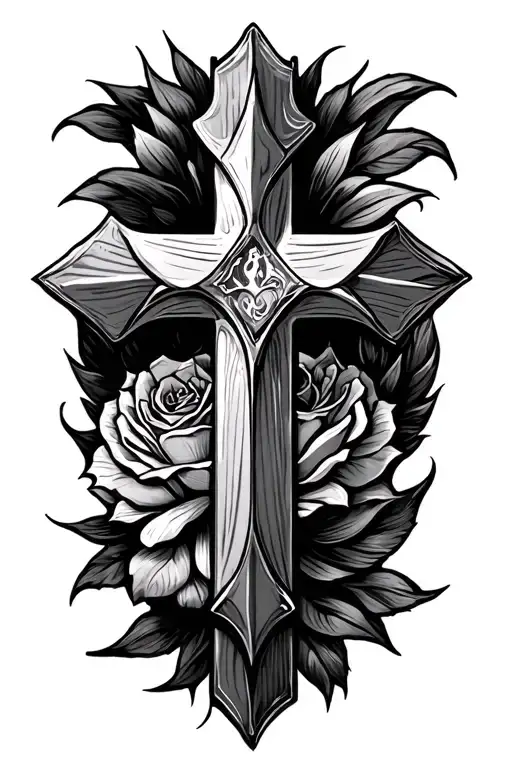 cross with signature in it an a date  tattoo design idea