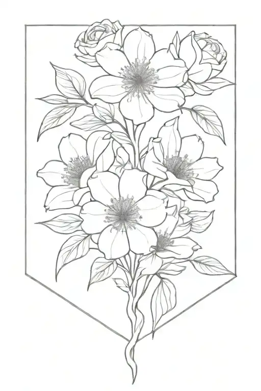january april july october and december flowers bouquet  tattoo design idea