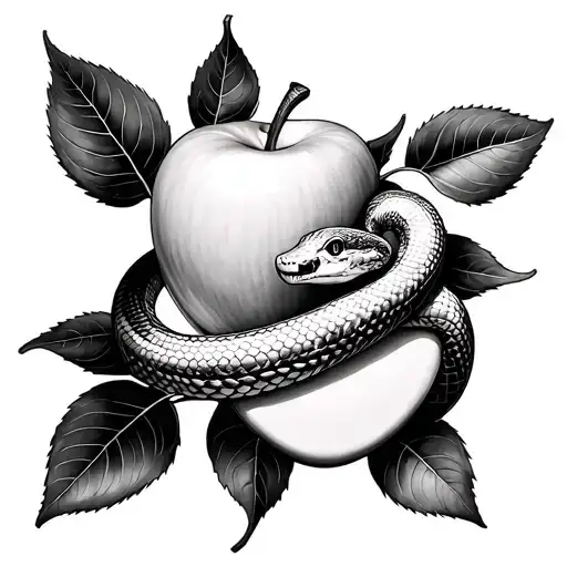 snake and apple tattoo design idea