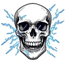 skull with right and left there is lightning suitable for electrical engineering tattoo design idea