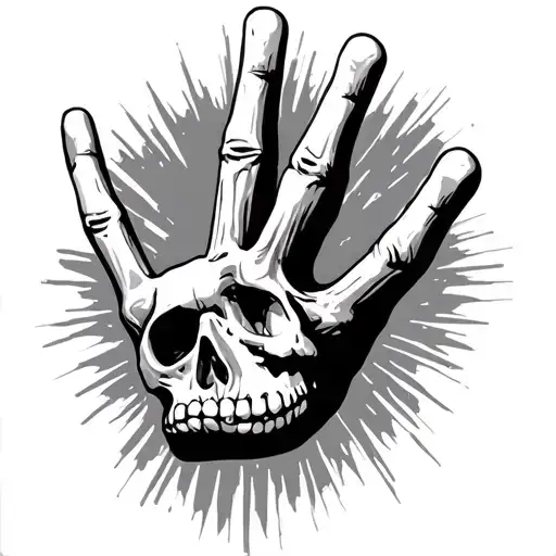 skeleton peace sign tattoo design idea