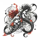 pisces symbol unique with mermaids and bubbles  tattoo design idea