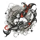 pisces symbol unique with mermaids and bubbles  tattoo design idea