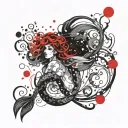 pisces symbol unique with mermaids and bubbles  tattoo design idea