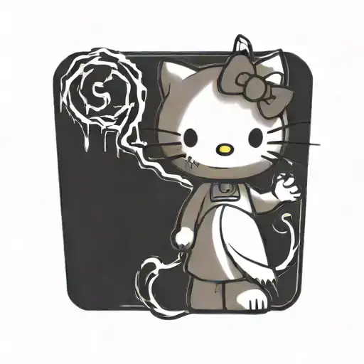 hello kitty black metal tattoo design idea