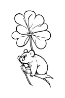 A five -leaf clover with a large stem, in which a small koala grabs the stem tenderly tattoo design idea