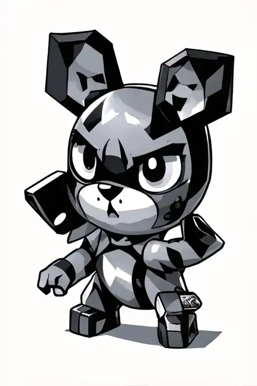 geometrical 90s cartoon characters tattoo design idea