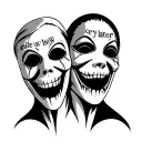 smile now cry later mask tattoo design idea