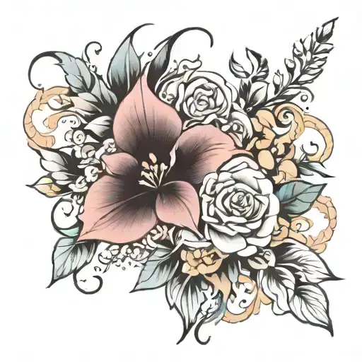 floral and abstract style of beauty, growth and life tattoo design idea
