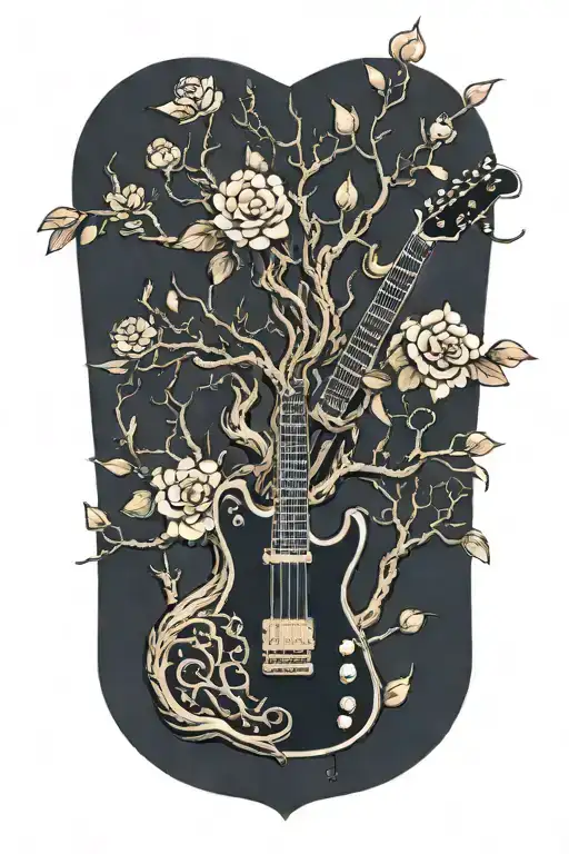 tree of life growing from electric guitar tattoo design idea