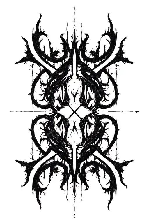 Raw Blackwork Cyber Sigils Gothic Lettering Anatomical Brush Strokes Bold High Contrast Full-BodyHorror tattoo design idea