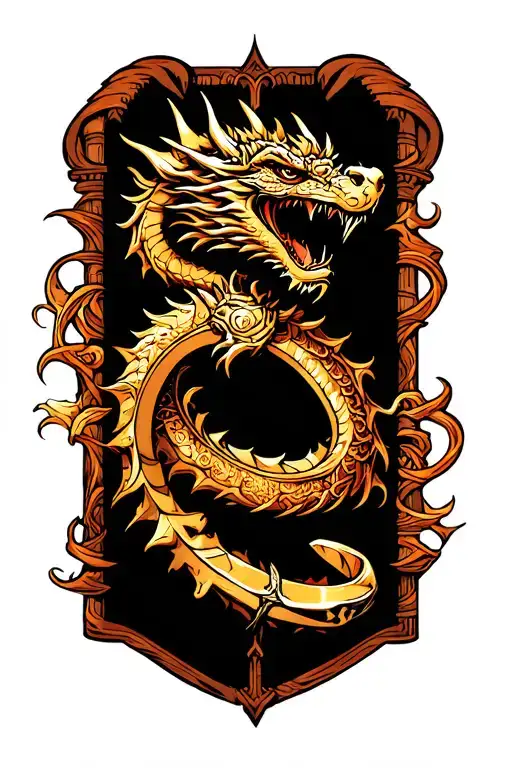 Elden Ring castle with dragon king tattoo design idea