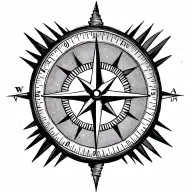 Only compass needle pointing towards north on top of wrist tattoo design idea