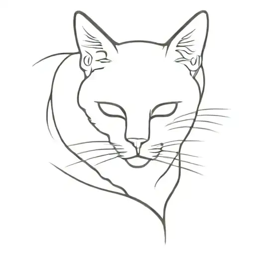 cat outline tattoo design idea