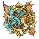 astrological sign of virgo aquarius and pisces tattoo design idea