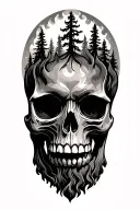 skull and forest fire tattoo design idea