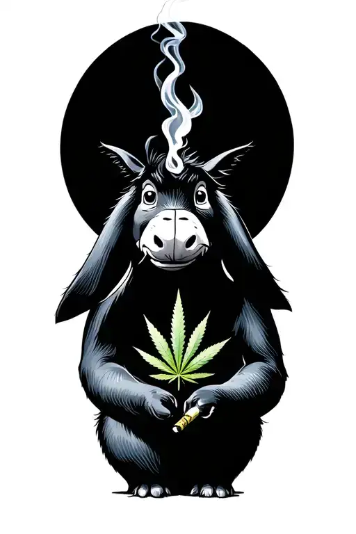 eyore smoking weed joint tattoo design idea
