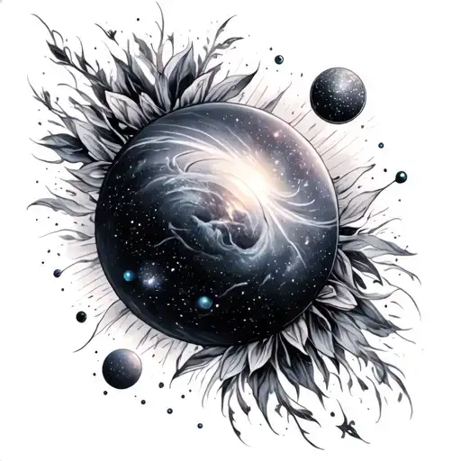 Galaxy Black And White tattoo design idea