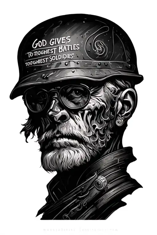 God gives his toughest battles to his toughest soldiers in words tattoo design idea