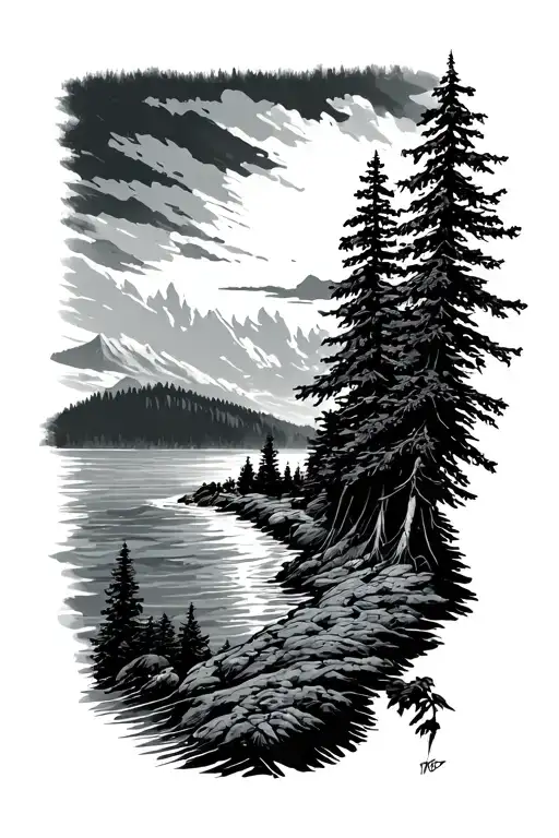 vancouver island line drawn tattoo design idea