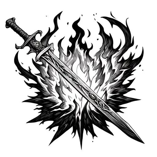 dark souls bonfire with sword tattoo design idea