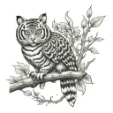 Tigger and an owl perched on a branch tattoo design idea