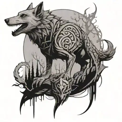 solas from dragon age inquisition dread wolf tattoo design idea